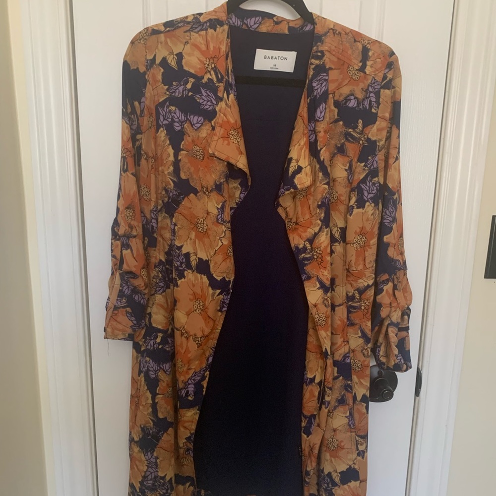 NWOT Babaton Quincey Jacket Robe Trench Floral - Size XS